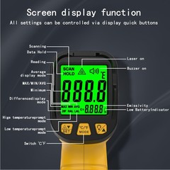 Infrared Temperature Gun -58°F to 1796°F, 50:1 Ratio, Laser IR Thermometer for C