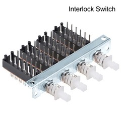 Interlock Push Button Switch Piano Type 4PDT 12 Pins 4 Row