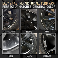 Wheel Scratch Repair Kit, Gloss Black Rim Touch up Paint, Repair Curb Rash, S…