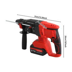 Battery-powered Hammer Drill With 4 Modes & Depth Ruler For Electric Tools