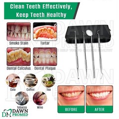 4 Pcs Dental Teeth Cleaning Kit Dentist Scraper Pick Tool Plaque Remover Set