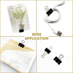 40Pcs Medium Binder Clips 1.25 Inch Black Paper Clamps Office School Supplies
