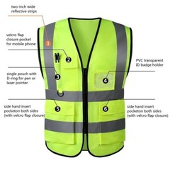 Safety Vest with High Visibility Reflective Stripes 5 Pockets 2 Colors Security