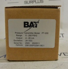 BAY TRANSMITTERS PT-200 0200 PSIG 4-20mA 24VDC PRESSURE TRANSMITTER- NEW IN BOX