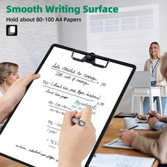 6 PCS Black Plastic Clipboard Pen Holder Low Profile Clip A4 Letter 8.5×11 In