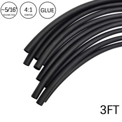 4:1 Heat Shrink Tube-5/16″ Black Dual Wall Marine Adhesive Glue Lined Waterproof
