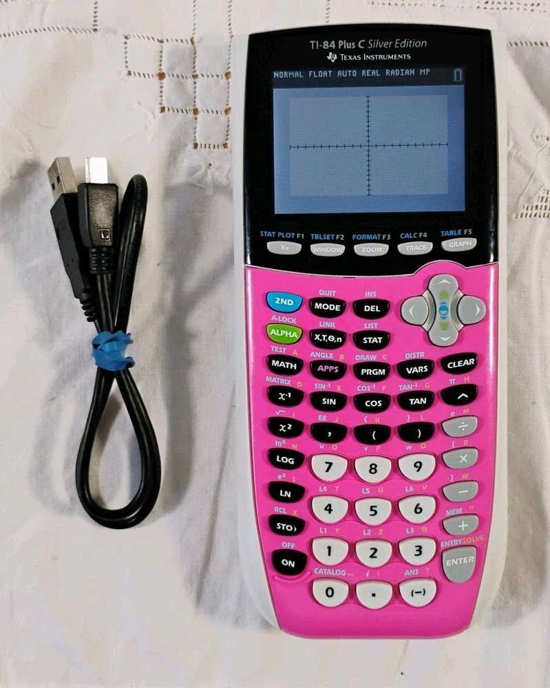 TI-84 Plus C Silver Edition Graphing Calculator PINK with Charging Cable TESTED