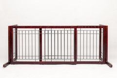 LEADZM 4 Panels Adjustable Pine Pet Gate Coffee