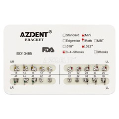 20 X AZDENT Dental Ortho Brackets Brace Mini/Standard MBT/Roth 022/018 Hooks 345