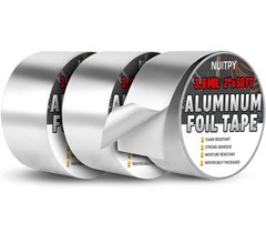 3 Pack Aluminum Foil Tape 3.9 Mil 2″ X 150 Feet Total Silver High Temperature