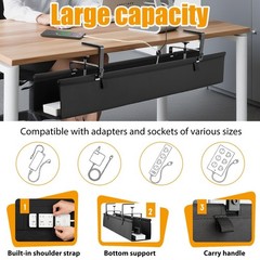 Oxford Cloth Under Desk Cable Management Tray,No-Drill 36″ Desk Cable Managem…