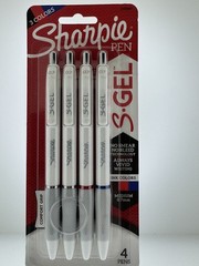 Sharpie Pen 4 Pack WHITE BARREL Black RED BLUE Ink S-gel Medium 0.7mm 2193947
