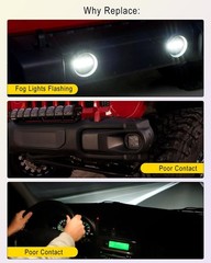 2 Pcs Fog Light Extension Harness, Fit for Wrangler 2010-2018, Replace 5202 H16
