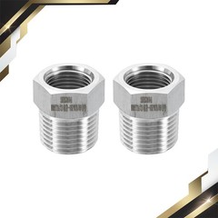 2 x 304 Stainless Steel Reducer Hex Bushing 1/2″ NPT Male to 3/8″ NPT Female