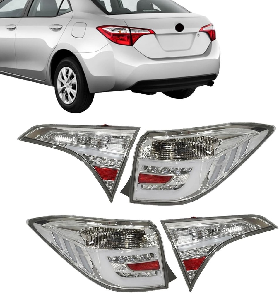 Full LED Clear Tail Light Assembly Compatible with Toyota Corolla 2014-2016 Rear