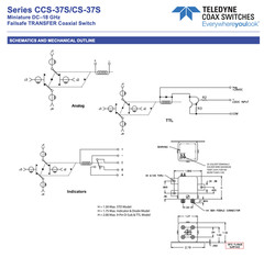 Teledyne RF Coaxial Switch Commercial DC-18GHz SMA Failsafe Transfer CCS-37S30