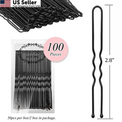 U Shaped Hair Pins for Buns, 100 PCS 2.8″ 100 Count (Pack of 1), Black