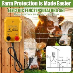 Electric Fence 2 Mile 110VAC 0.15 Joule Plug In Aluminum Wire Insulators Animals