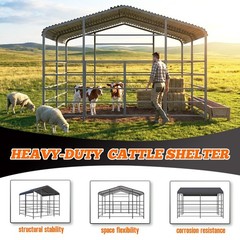Free ship 13x13ft Galvanized Metal Livestock Shelter Heavy-Duty Cattle Shed US