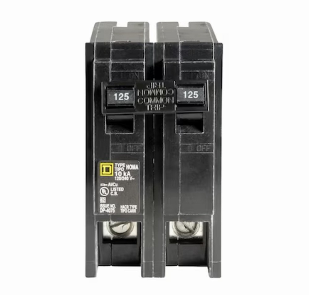Square D HOM2125CP Homeline 125A 2-Pole Plug-On Circuit Breaker 120/240V