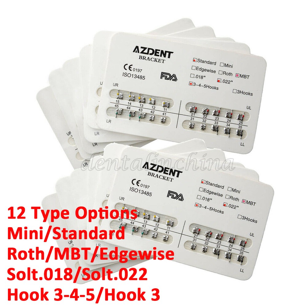 AZDENT Dental Orthodontic Ultrathin Mini/Standard Metal Bracket Braces Hook 345