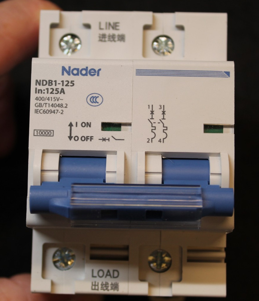 Nader NDB1-125 In:125A 2 Pole Circuit Breaker, 125Amp