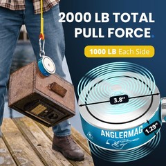 2000 LBS Magnet Fishing Kit AnglerMag Double Sided Magnetic Fishing Complete Kit