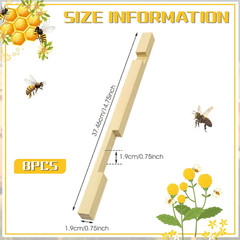 8 Pack Wooden Entrance Reducers for 10 Frame Beehives, 14.75 x 0.75 x 0.75 in