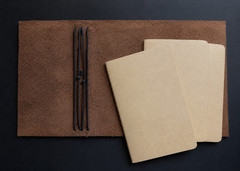 Handmade Leather Journal with 3 Notebook, Refillable A6 Full Grain Leather