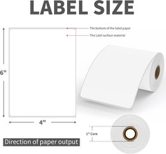 4×6 Direct Thermal Labels Premium Zebra Eltron 2844 ZP450 Compatible 250 Rolls