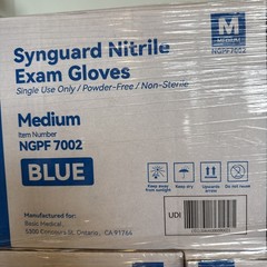Synguard PF Nitrile Exam Gloves, Size Medium, Case of 1,000