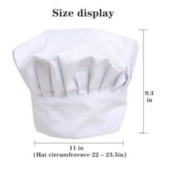 White Chef Hat for Men Women Adults,Elastic Band Adjustable Cotton Chefs Hat
