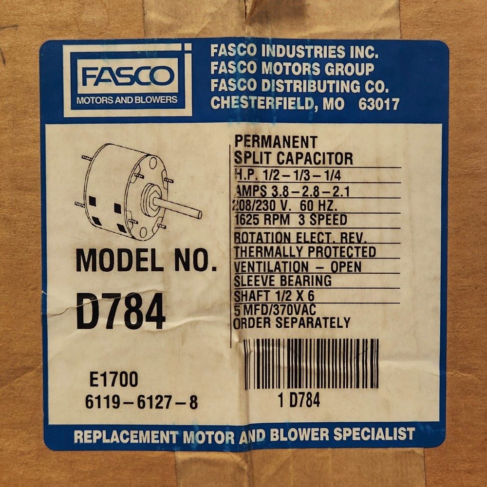 ~Discount HVAC~ FS-D784 – Fasco – Permanent Split Capacitor Motor