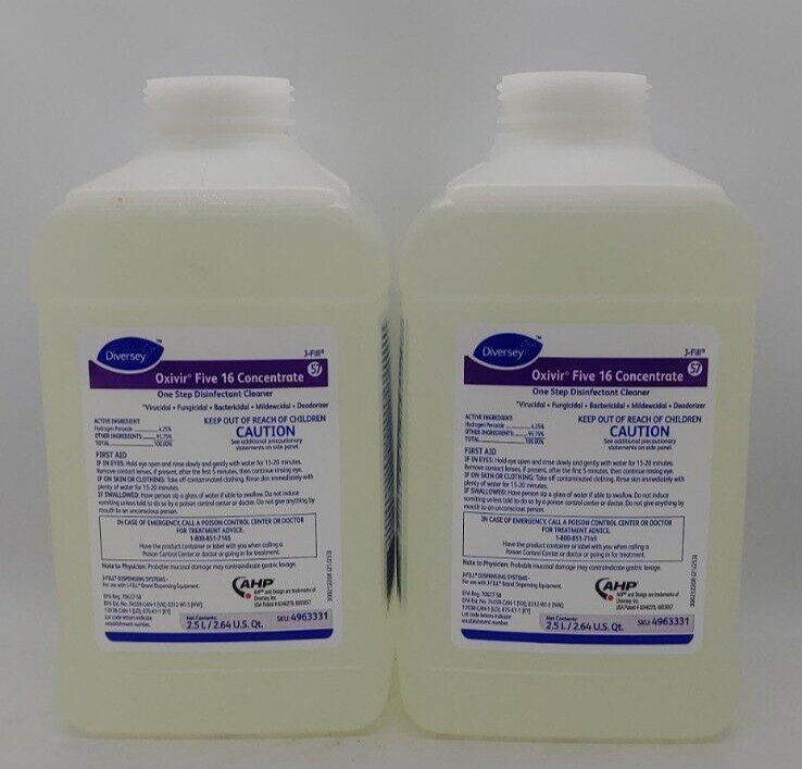 2 DIVERSEY OXIVIR FIVE 16 Concentrate Disinfectant Cleaner 2.5L 4963331