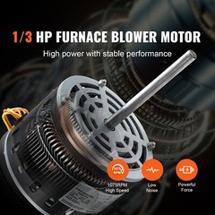 1/3HP Furnace Blower Motor 110-120V 4.4A 1075RPM 4 Speeds 48 Frame 1 Phase