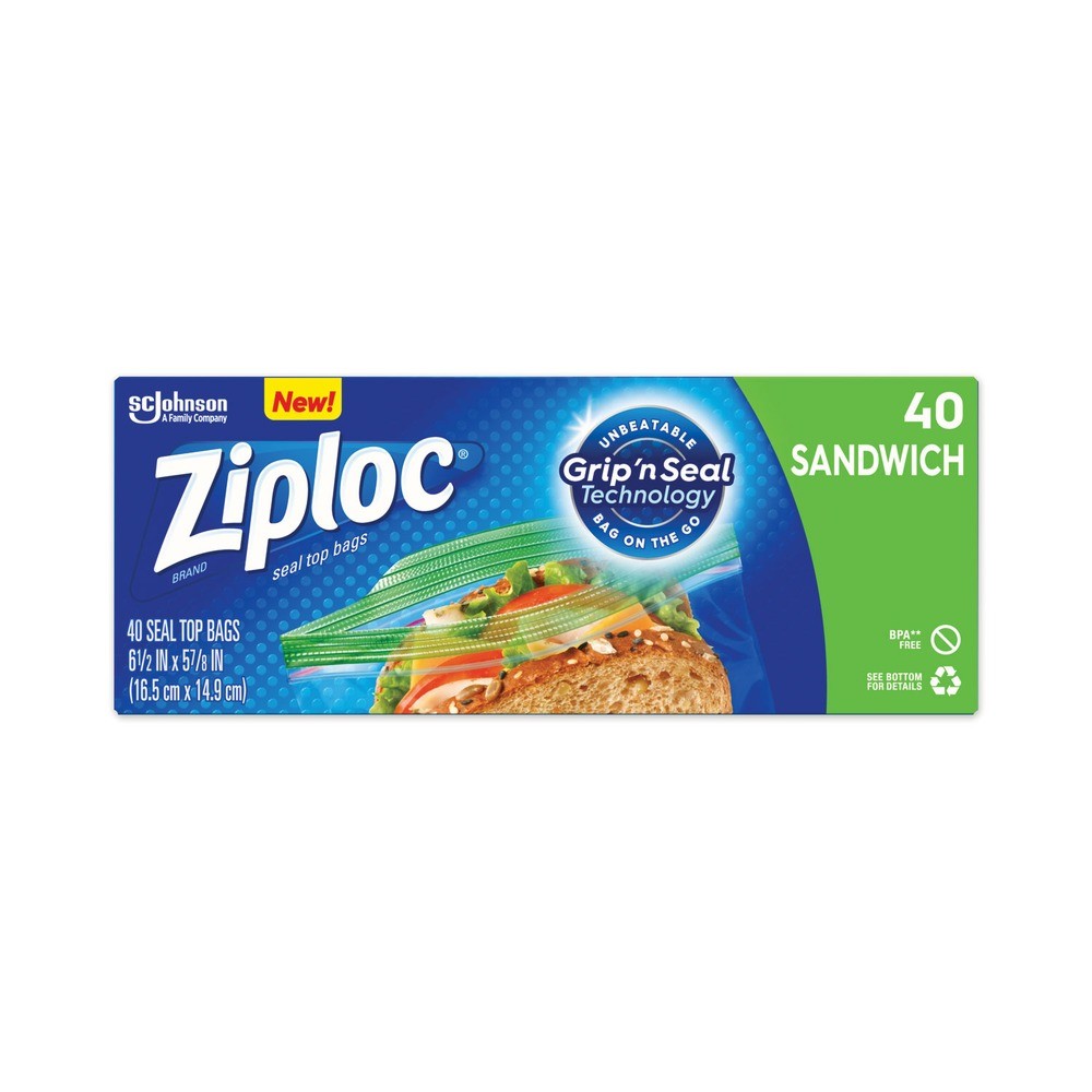 Ziploc 315882BX 1.2 mil. Resealable Sandwich Bags – Clear (40/BX) New