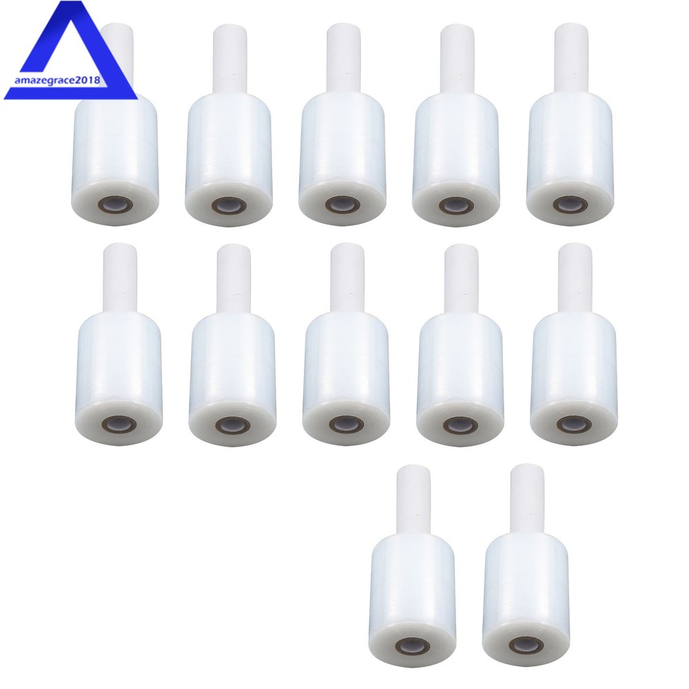12 Rolls 5 in × 1000FT 80 Gauge Stretch Shrink Film Hand Wrap with Handle Clear