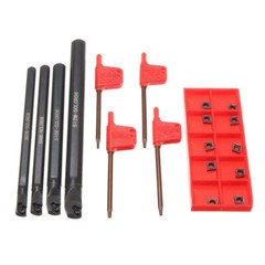 4 SCLCR06 7/8/10/12mm Lathe Boring Bar Tunring Tool Holder +10 Inserts CCMT0602