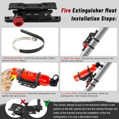 Quick Release Fire Extinguisher Mount – Aluminum Adjustable UTV Roll Bar Fire Ex
