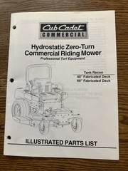 CUB CADET HYDROSTATIC ZERO TURN ILLUSTRATED PARTS LIST 58”&60” Fab. Deck