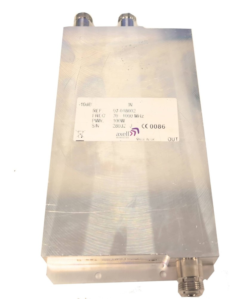 Axell Wireless 07-018002 RF Directional Coupler -10dB 70-1000MHz N Type 100W