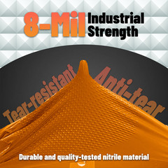 8Mil Orange Disposable Nitrile Gloves 3-Pack Diamond Grip Heavy Duty Latex Free