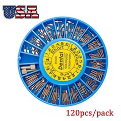 120pcs Dental Screw Post Gold/Silver Plated Titanium Kit Conical Root Canal Pins