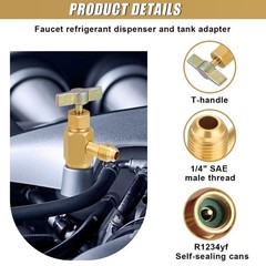 ZIMISI R1234YF Self-Sealing Can Tap Depressor, 1/4″ SAE 1/2″ LH Thread Valv
