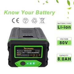 8.0AH Li-ion Battery for Greenworks 80V GBA80200/Pro 80 GBA80400 GBA80500 G80B4