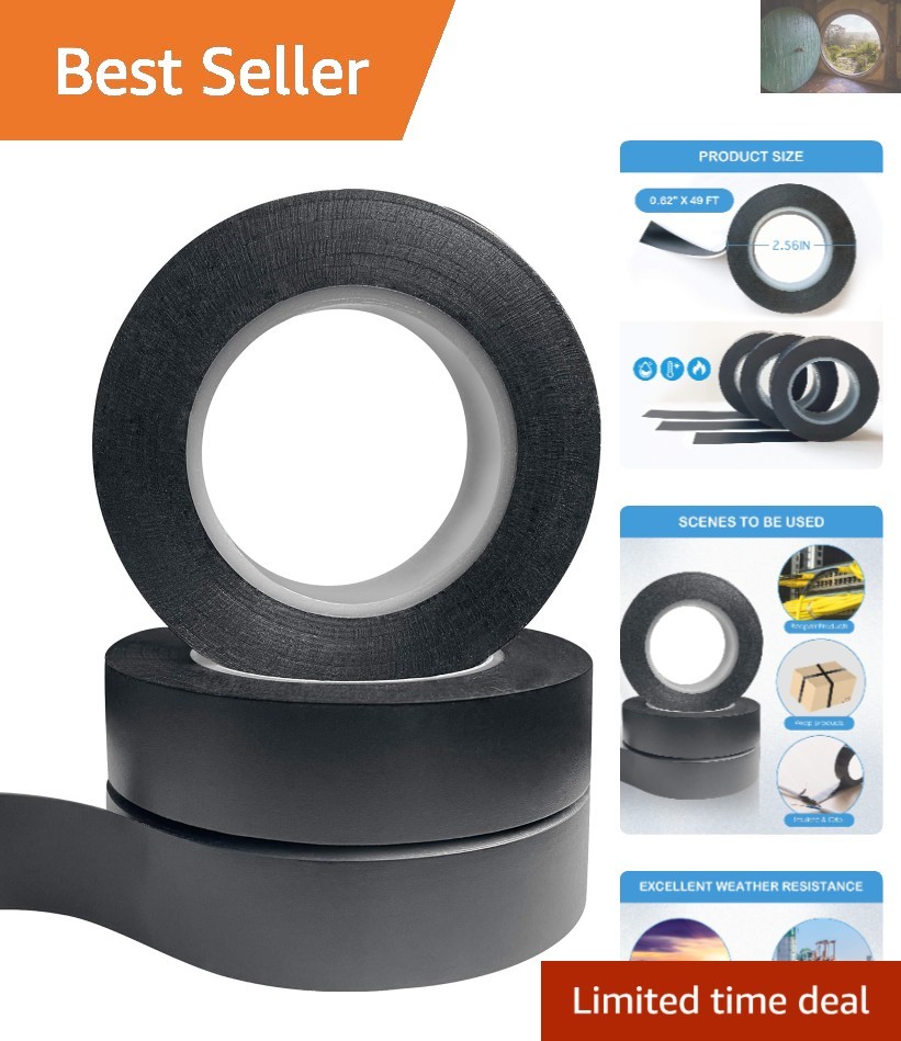 Durable Black Electrical Tape Set – 3 Rolls of 50ft x 0.62in Flame Resistant