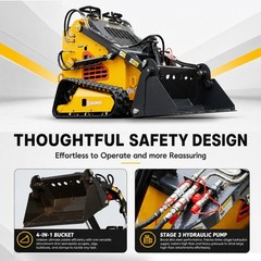 New Skid Steer Loader 24HP 4-in-1 Bucket 3-stage hydraulic pump Free Shipping