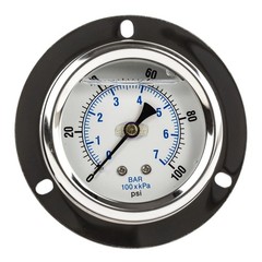 2.5″ Liquid Filled Pressure Gauge 0-100 PSI 1/4″ NPT CBM Panel Flush Mount