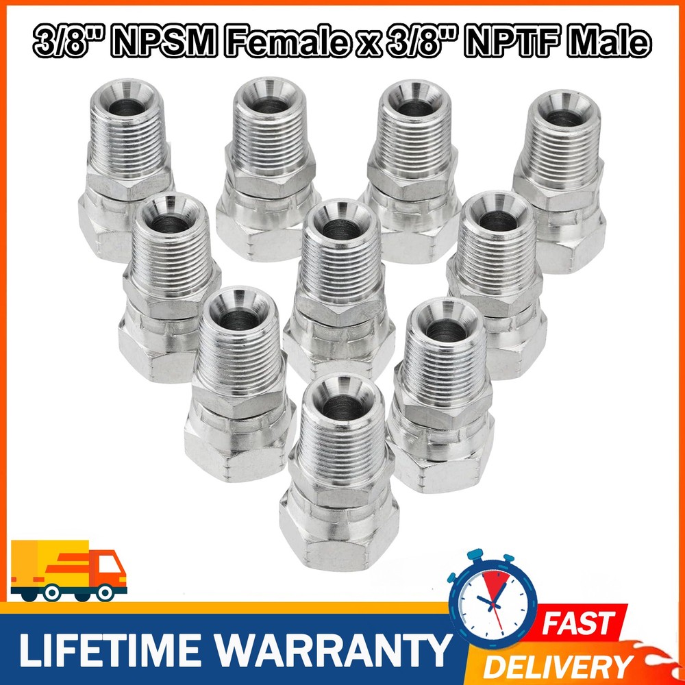 10Pack Hydraulic Hose Swivel Fittings: 3/8″ NPSM Female x 3/8″ NPTF Male + Cover