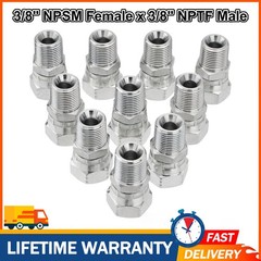 10Pack Hydraulic Hose Swivel Fittings: 3/8″ NPSM Female x 3/8″ NPTF Male + Cover